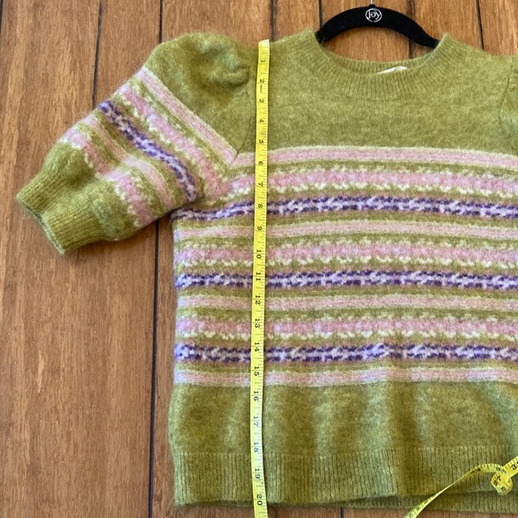 Sezane Green Stripe Mohair Blend Sweater size Small - Picture 7 of 9